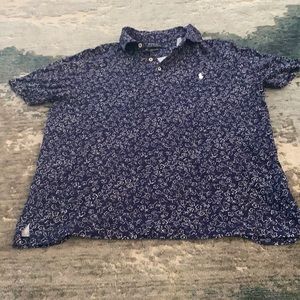 Men’s polo, blue and white flower design